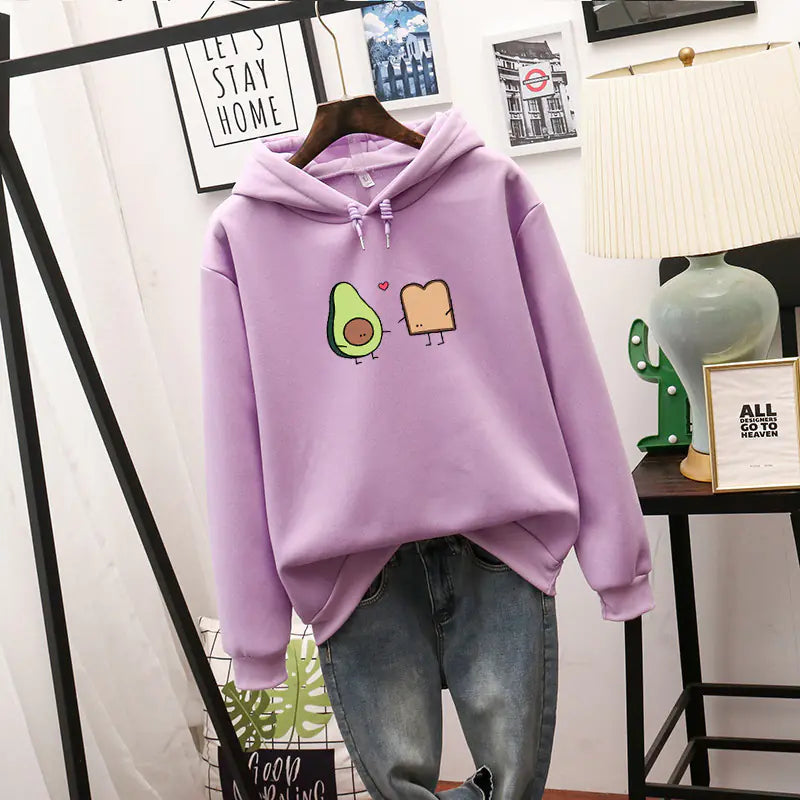 Avocado and Bread Hoodie - Loose Batwing Style