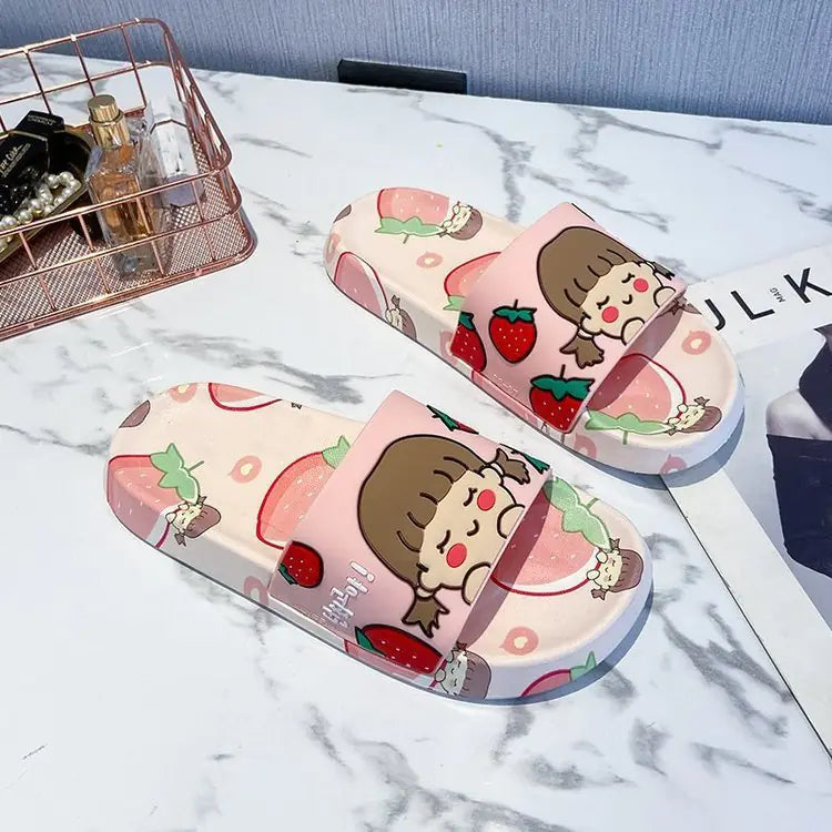 Cute Avocado Cartoon Sandals for Home Use