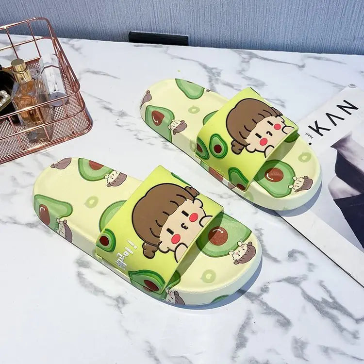 Cute Avocado Cartoon Sandals for Home Use