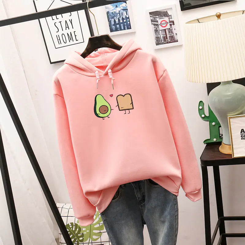 Avocado and Bread Hoodie - Loose Batwing Style