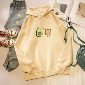 Avocado and Bread Hoodie - Loose Batwing Style